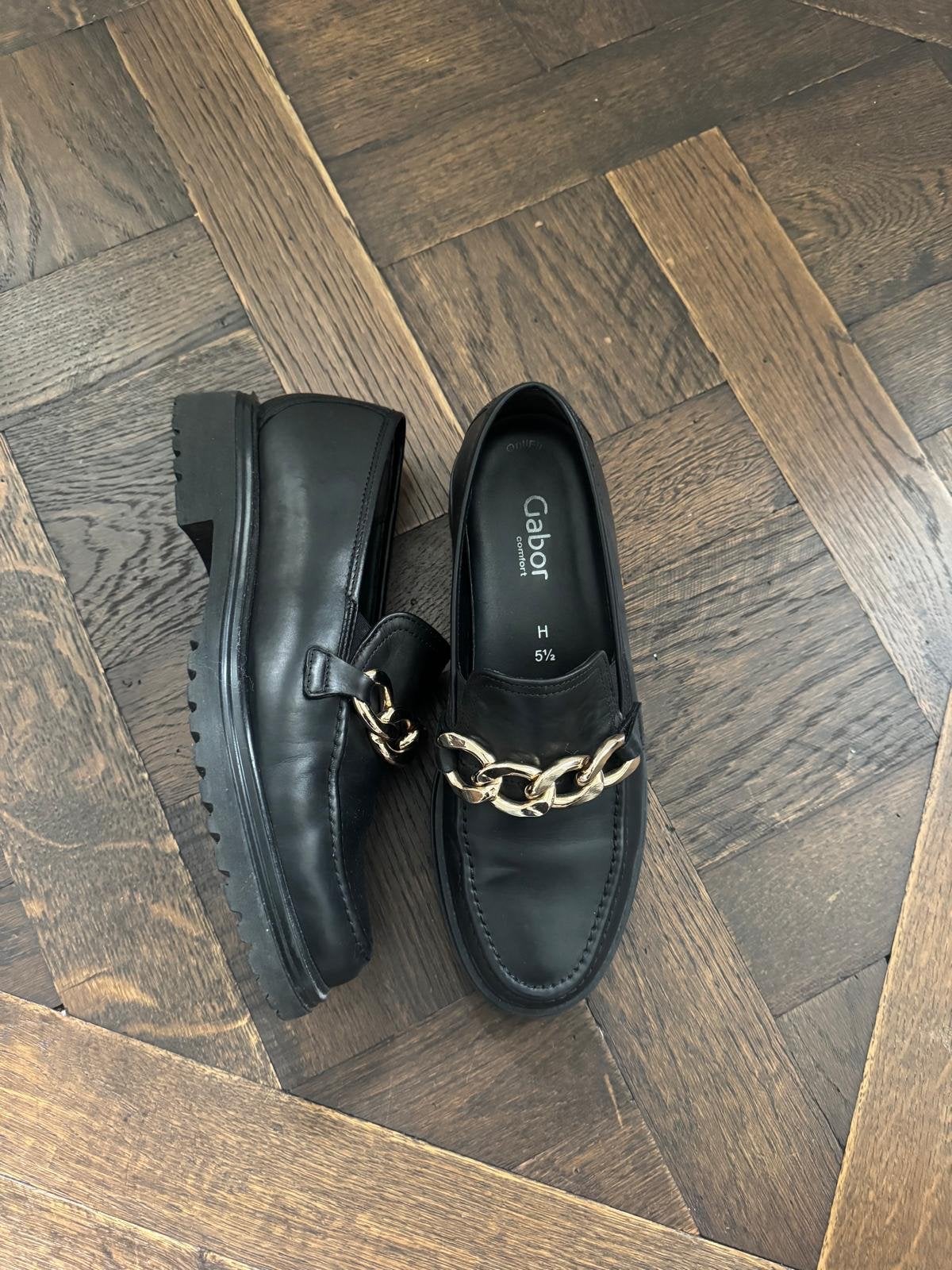 Gabor loafers, kleur zwart, maat 38,5, Ophalen of Verzenden, Zo goed als nieuw, Zwart, Instappers