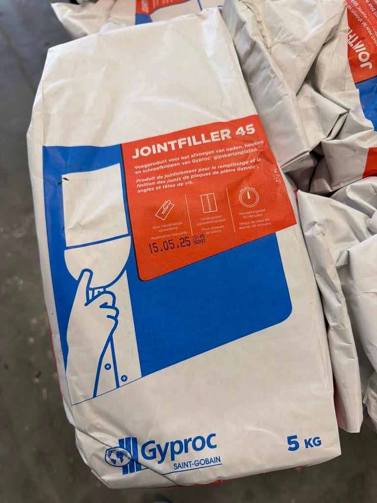 Gyproc Jointfiller 45 - ca. 75 zakken (5 kg per zak), Ophalen, Zo goed als nieuw, Overige typen