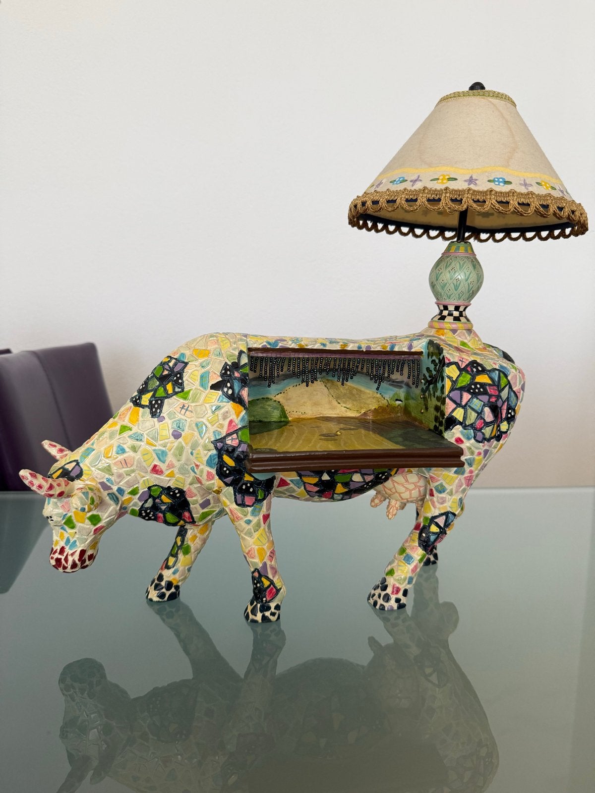 Unieke Mozaïek Koe Lamp - Handgemaakt Kunstwerk, Ophalen of Verzenden