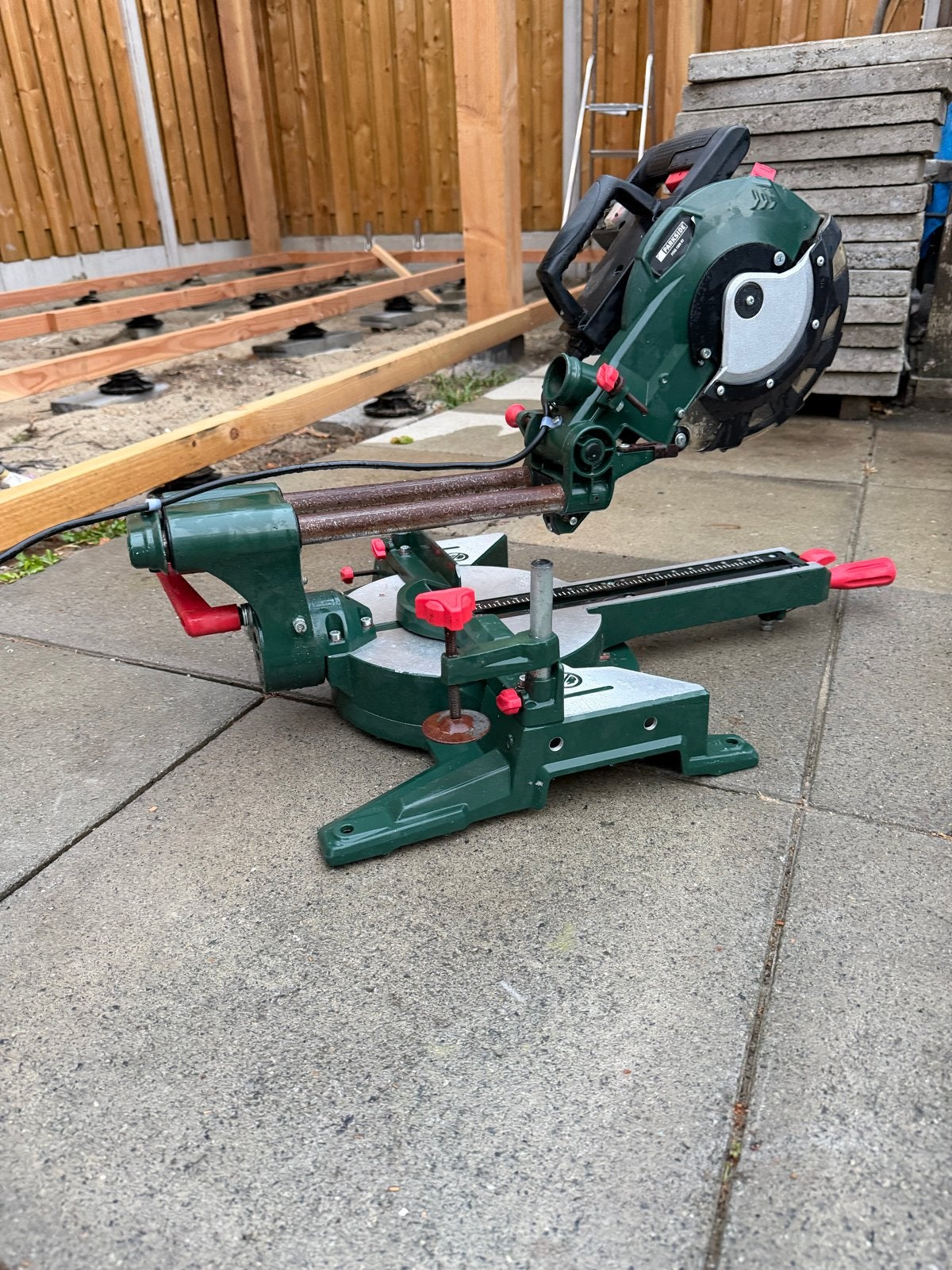Parkside Afkortzaag PZKS 1500 B2 - Krachtige Zaag, Ophalen, Gebruikt, 70 mm of meer, Afkortzaag