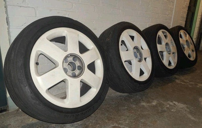 5x100 225/45 17 inch Audi velgen met Emperum semi-slicks, Auto-onderdelen, Banden en Velgen, Banden en Velgen, Nieuw, 17 inch