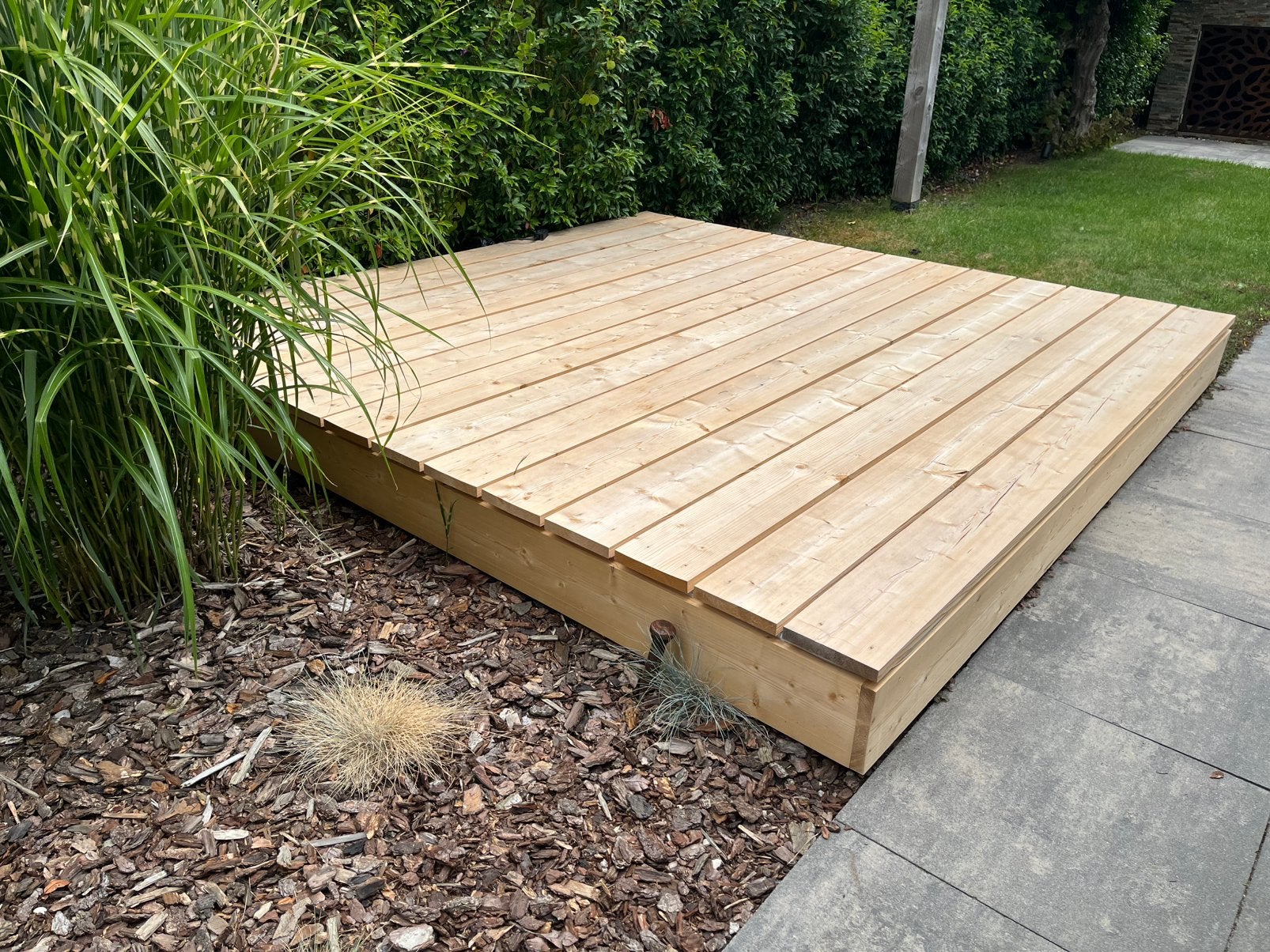 Vlonder van steigerplanken zgan (286x286), Ophalen, Zo goed als nieuw, Hout