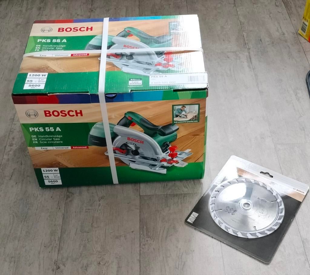 Bosch PKS 55 A Handcirkelzaag - Nieuw in doos, Ophalen, Cirkelzaag, Nieuw, 30 tot 70 mm