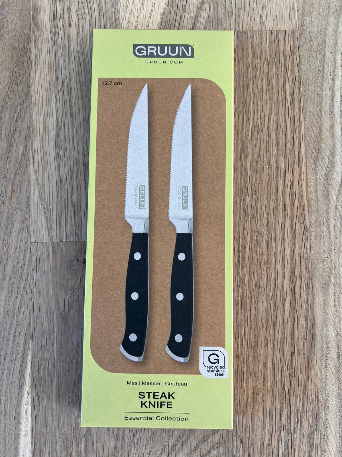 Gruun Steakmessen 2x, Ophalen of Verzenden, Nieuw, Los bestek, Messenset