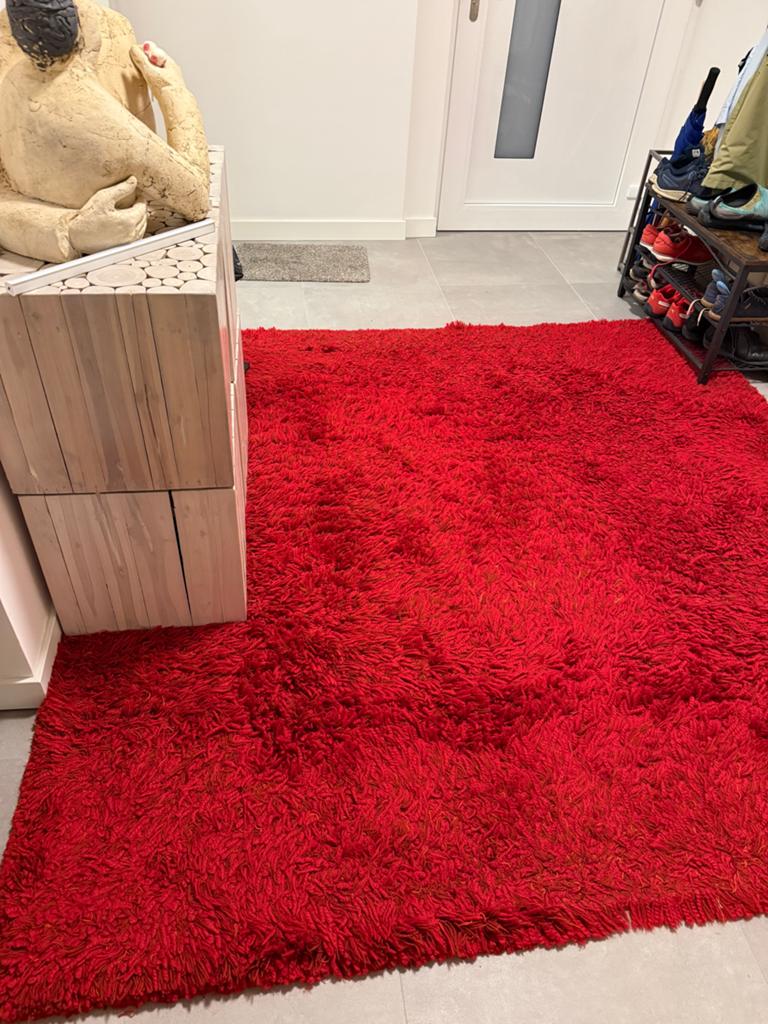 Rood wollen vloerkleed - Celano 210x210 cm, Ophalen, Gebruikt, Vierkant, 200 cm of meer