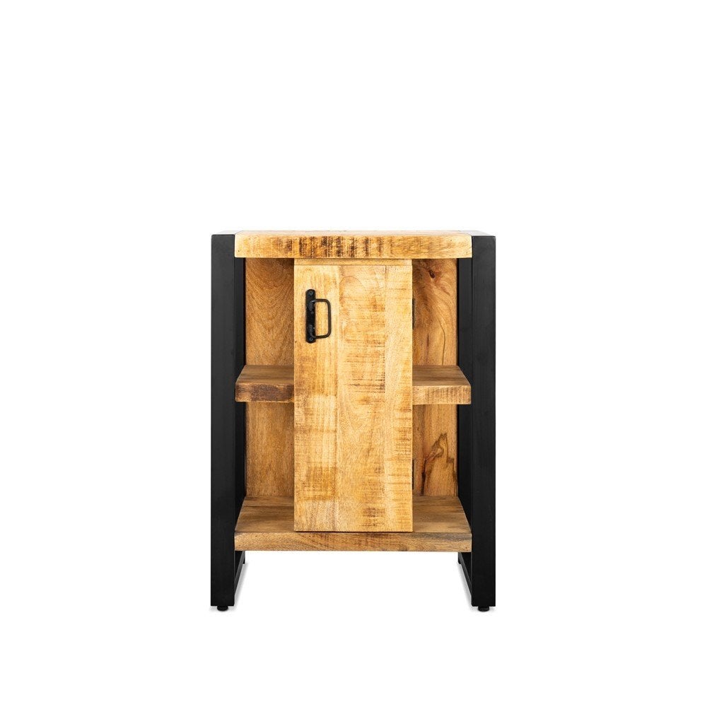 Bas Badkamerkast - Zwart staal & mangohout - Industrieel, Huis en Inrichting, Helene Livingstyle, 7531TJ, Nieuw, 50 tot 100 cm