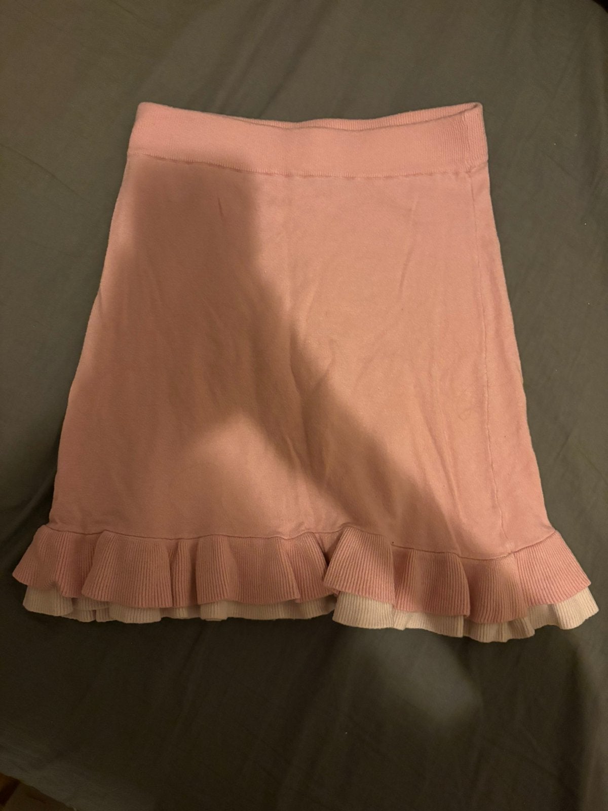 Roze rokje met ruches - Laetitia Mem - S, Kleding | Dames, Verzenden, Zo goed als nieuw, Roze, Maat 36 (S)