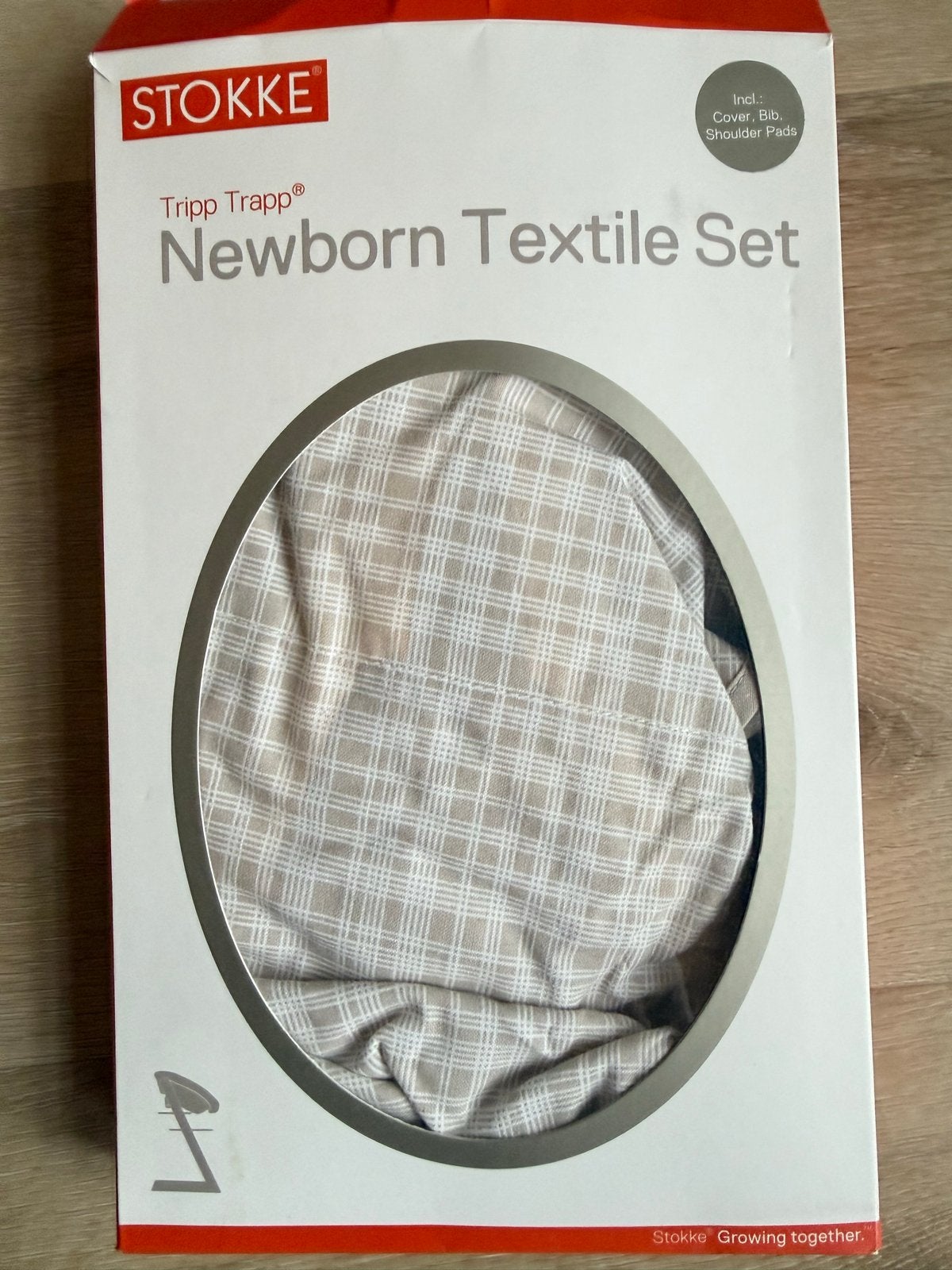 Stokke Tripp Trapp Newborn Textile Set Beige Check, Ophalen of Verzenden, Gebruikt