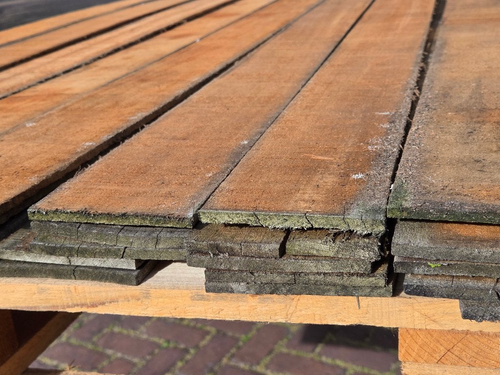 100 meter Hardhouten strips € 75,- inclusief btw  nr: HP196, Ophalen, Planken, Nieuw, Hardhout