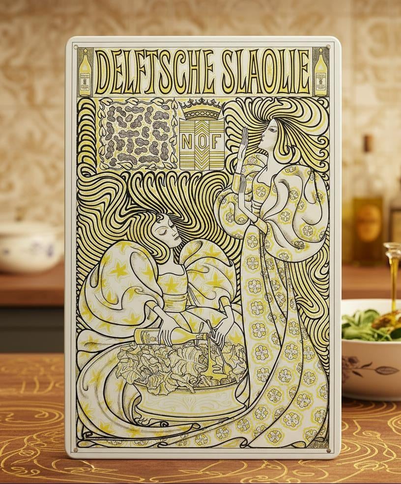 Delftsche Slaolie Jugendstil Jan Toorop Wandbord Poster, Ophalen of Verzenden, Overige typen