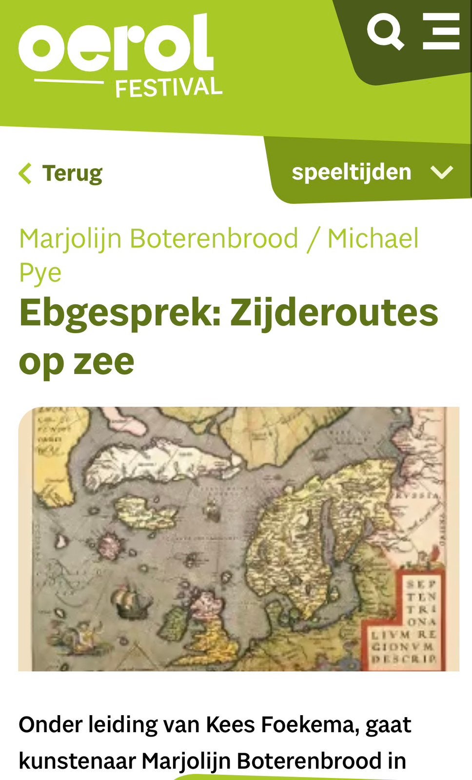 2 tickets oerol festival 15 juni 16 uur, Ophalen of Verzenden, Zo goed als nieuw, 2000 tot heden, Landkaart