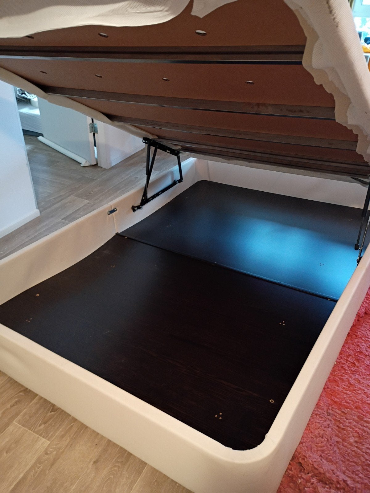 IKEA KVITSÖY 140x200 gestoffeerd bed met opberger, Gebruikt, Wit, Tweepersoons, Ophalen of Verzenden