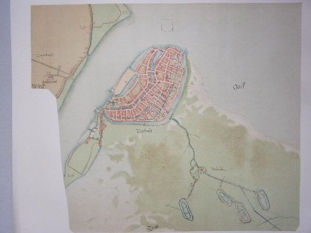 Dordrecht Plattegrond van de stad door Jacob van Deventer, Cartografie, Ophalen of Verzenden, 41 cm, 35 cm