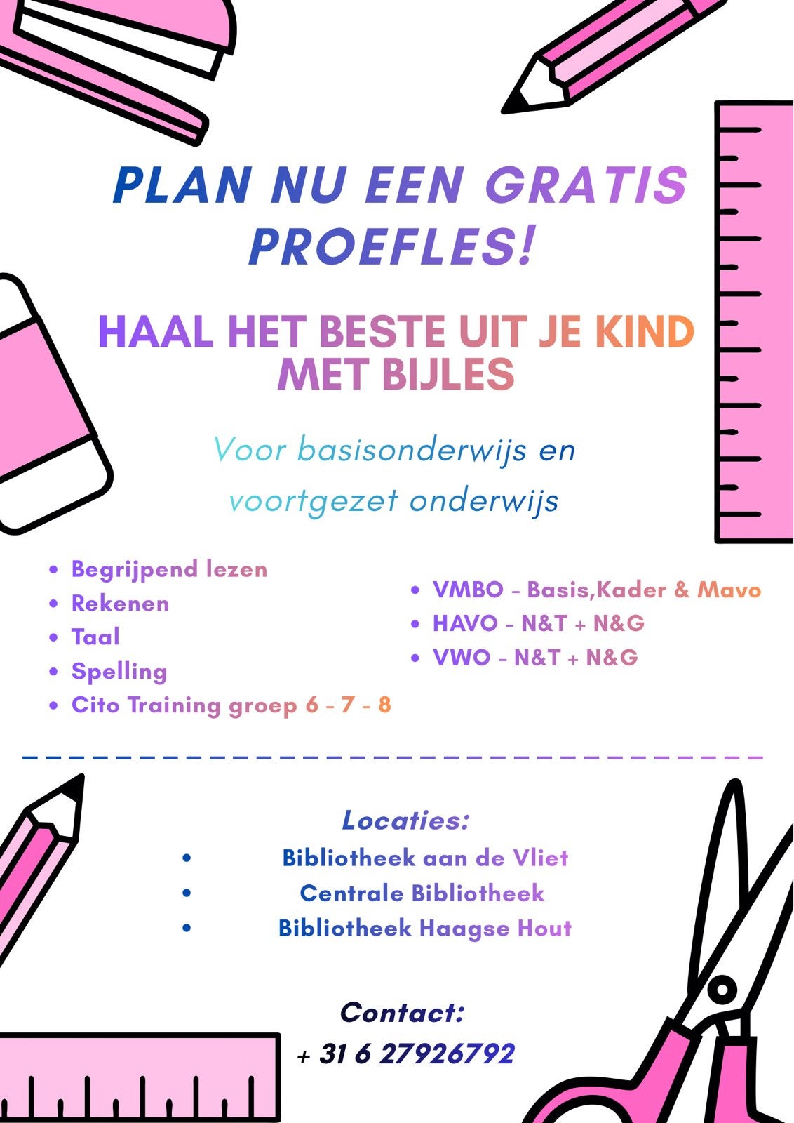 Bijles, Vacatures, Overige vormen, Overige niveaus, Geschikt als bijbaan, Overige uren