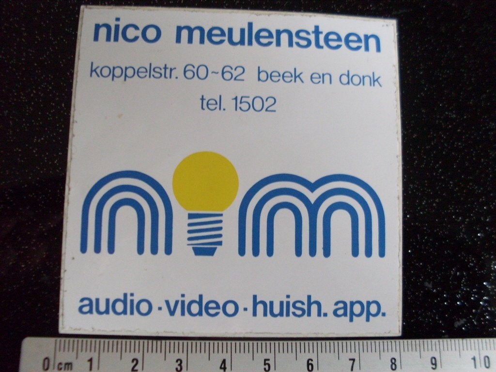 sticker Nico Meulensteen beek en donk logo NM audio video, Verzamelen, Verzenden, Zo goed als nieuw, Bedrijf of Vereniging