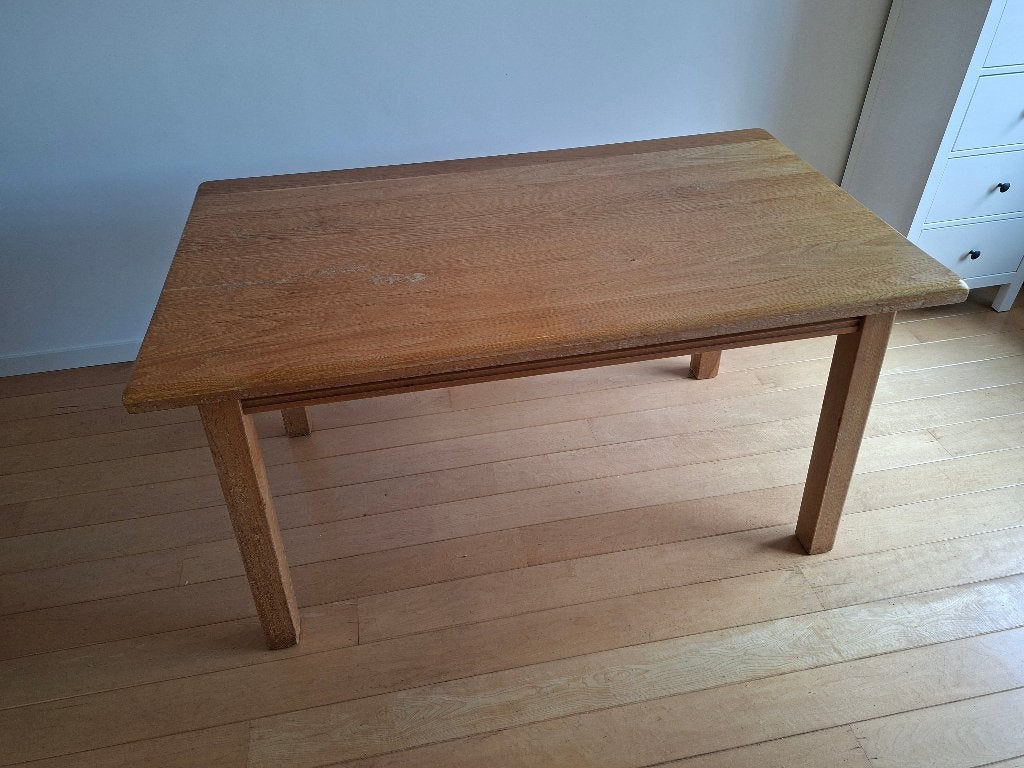 Tafel 140 x 80 cm, massief blank eiken, Ophalen, Gebruikt, 100 tot 150 cm, Eikenhout