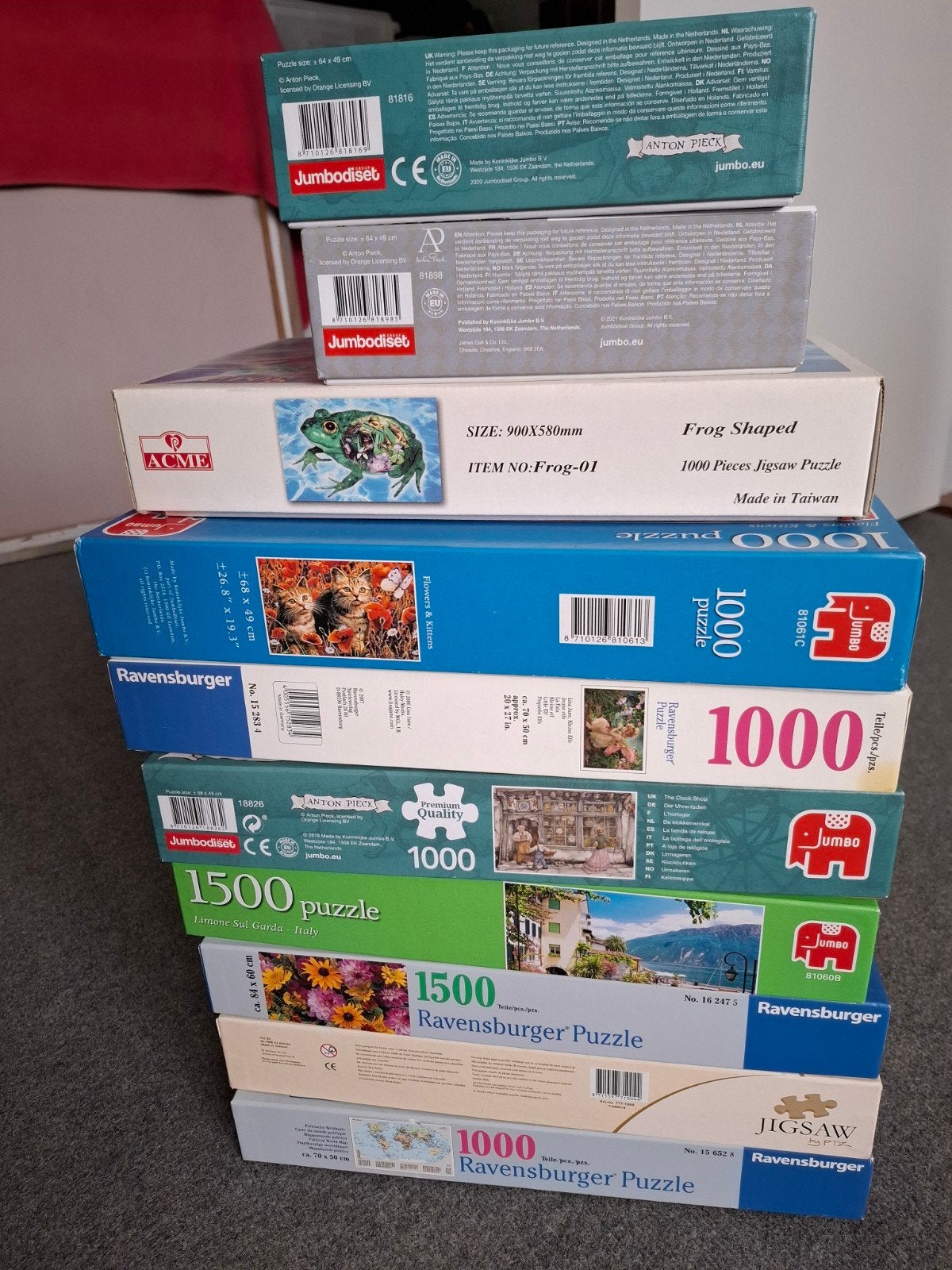 Partij puzzels, Ophalen, 500 t/m 1500 stukjes, Zo goed als nieuw