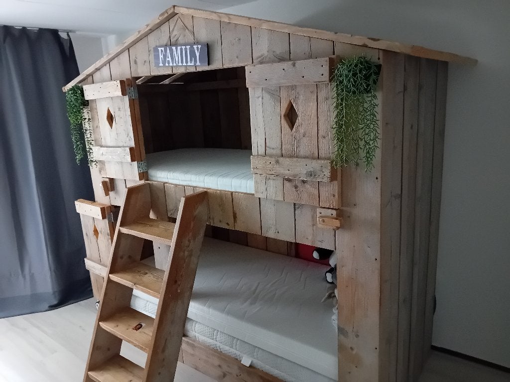 Steigerhouten stapelbed Boomhut Dutchwood XXL, Ophalen, Zo goed als nieuw, Stapelbed