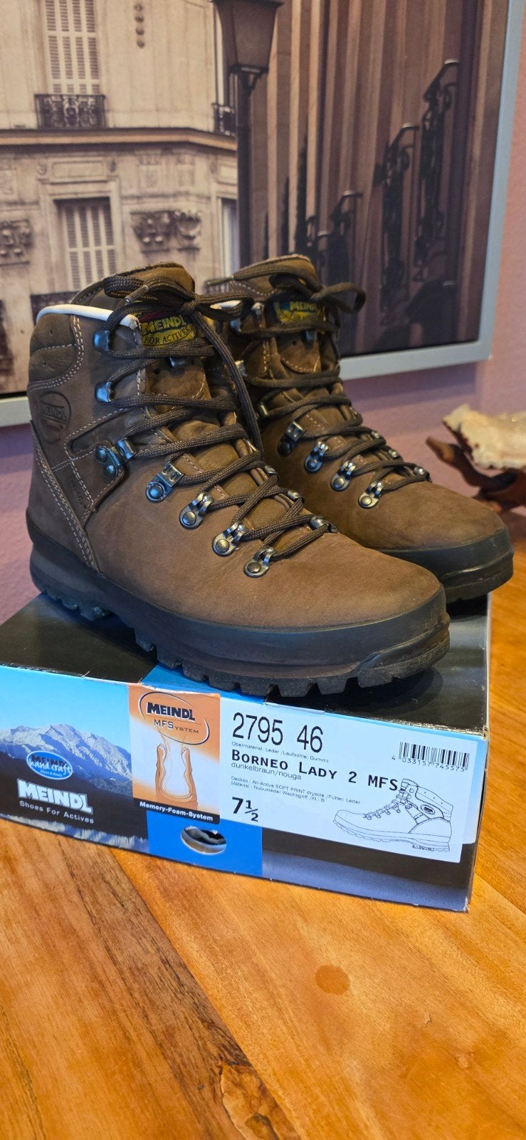Meindl Borneo Lady 2 MFS donkerbruin/nougat mt 41,5 7,5, Sport en Fitness, Ophalen of Verzenden, Zo goed als nieuw, Schoenen