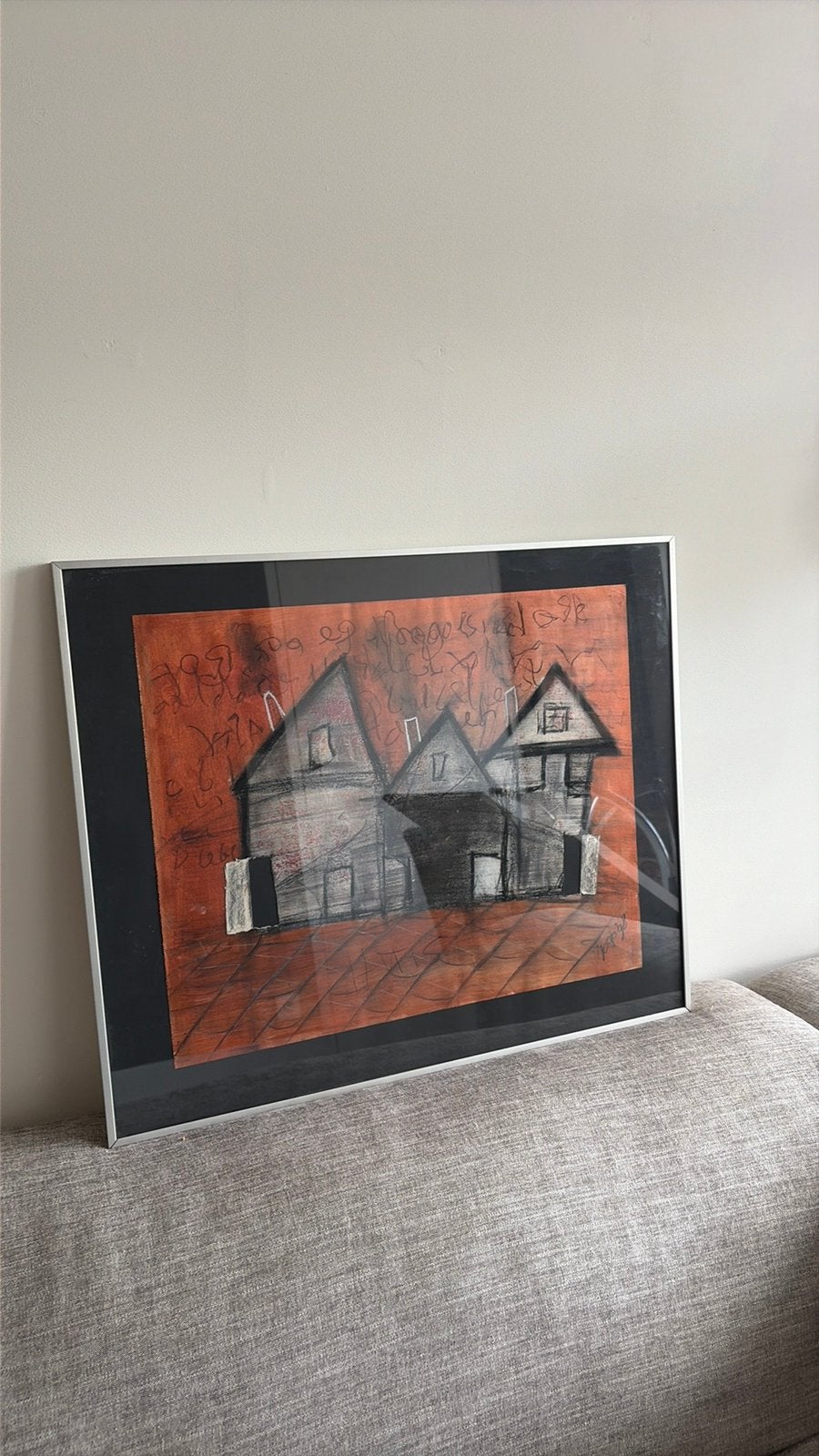 Joop Vegter ? (1932–2017) Huis grafisch abstract rood zwart, Ophalen of Verzenden