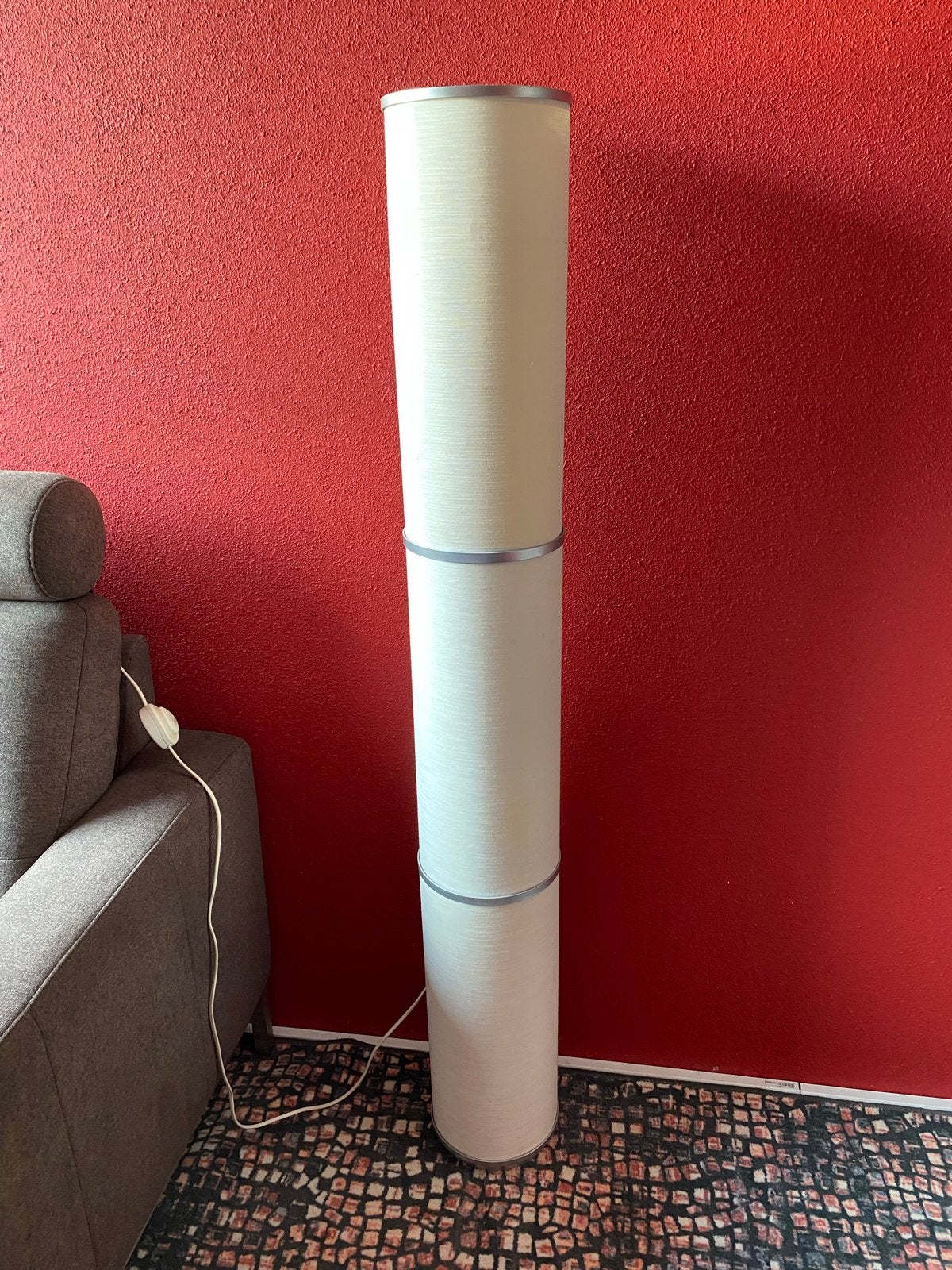 Stijlvolle staande lamp met textielen kap, Ophalen of Verzenden, Gebruikt, Textiel, 150 tot 200 cm