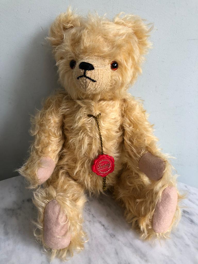 Nieuw Vintage Hermann mohair teddy beer met geluid 33 cm., Ophalen of Verzenden, Nieuw, Stoffen beer, Overige merken
