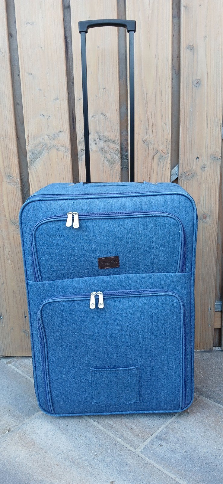 Grote blauwe jeans denim koffer Princess Traveller 2 wielen, Zo goed als nieuw, 35 tot 45 cm, Ophalen, 60 tot 70 cm