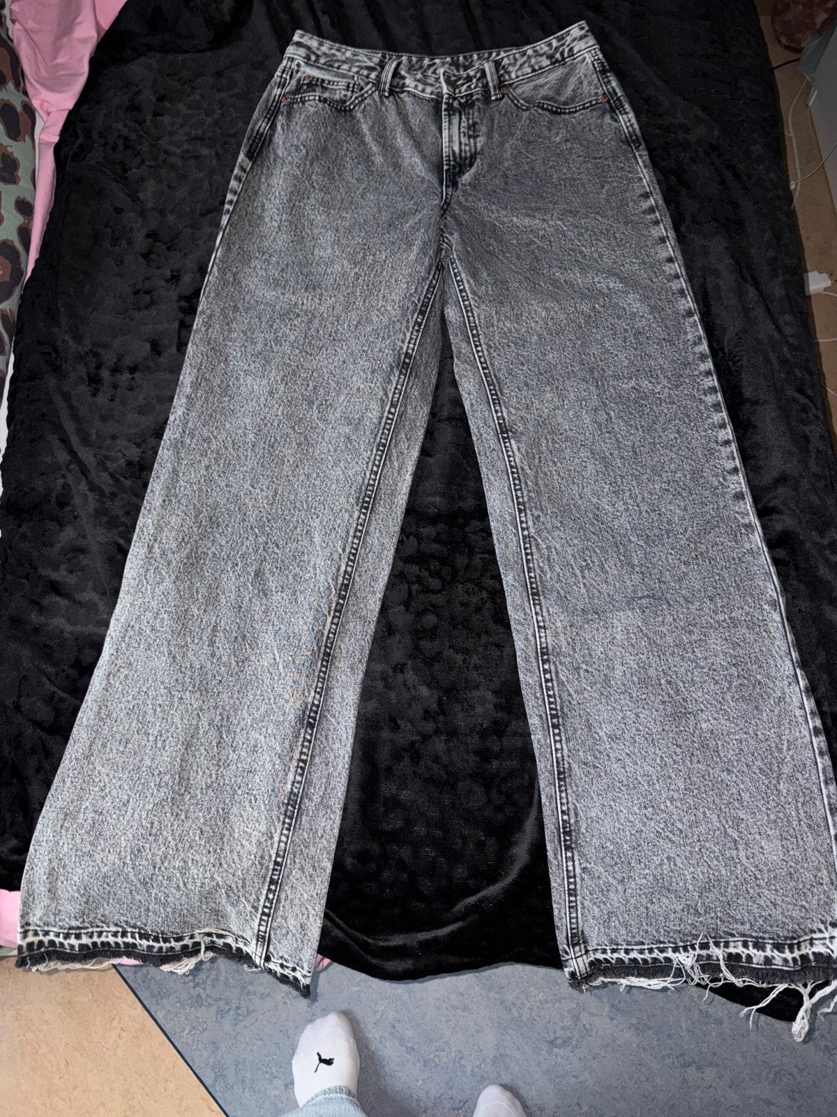 Stradivarius straight leg jeans maat 40 tall, Ophalen of Verzenden, Zo goed als nieuw, Grijs, W30 - W32 (confectie 38/40)