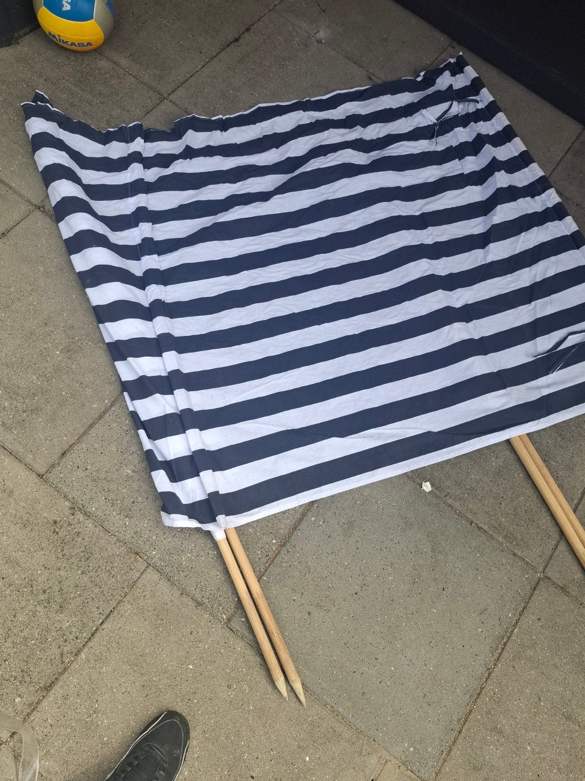 Windscherm katoen 500x120cm met houten stokken, Caravans en Kamperen, Windschermen, Ophalen of Verzenden, Nieuw