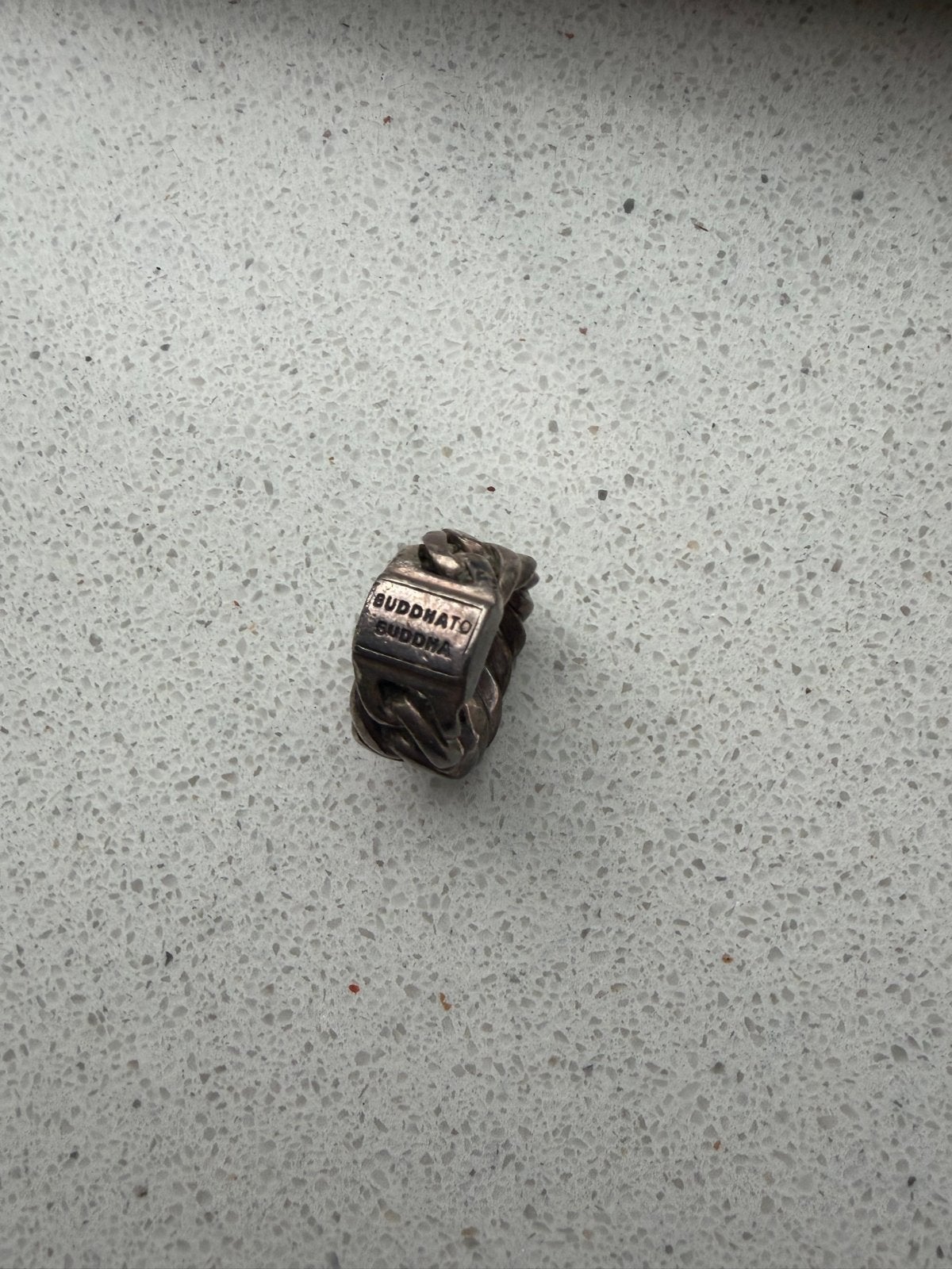 Buddha to Buddha ring  chain- Zilveren schakelring, 18 tot 19, Gebruikt, Ophalen of Verzenden, Dame of Heer