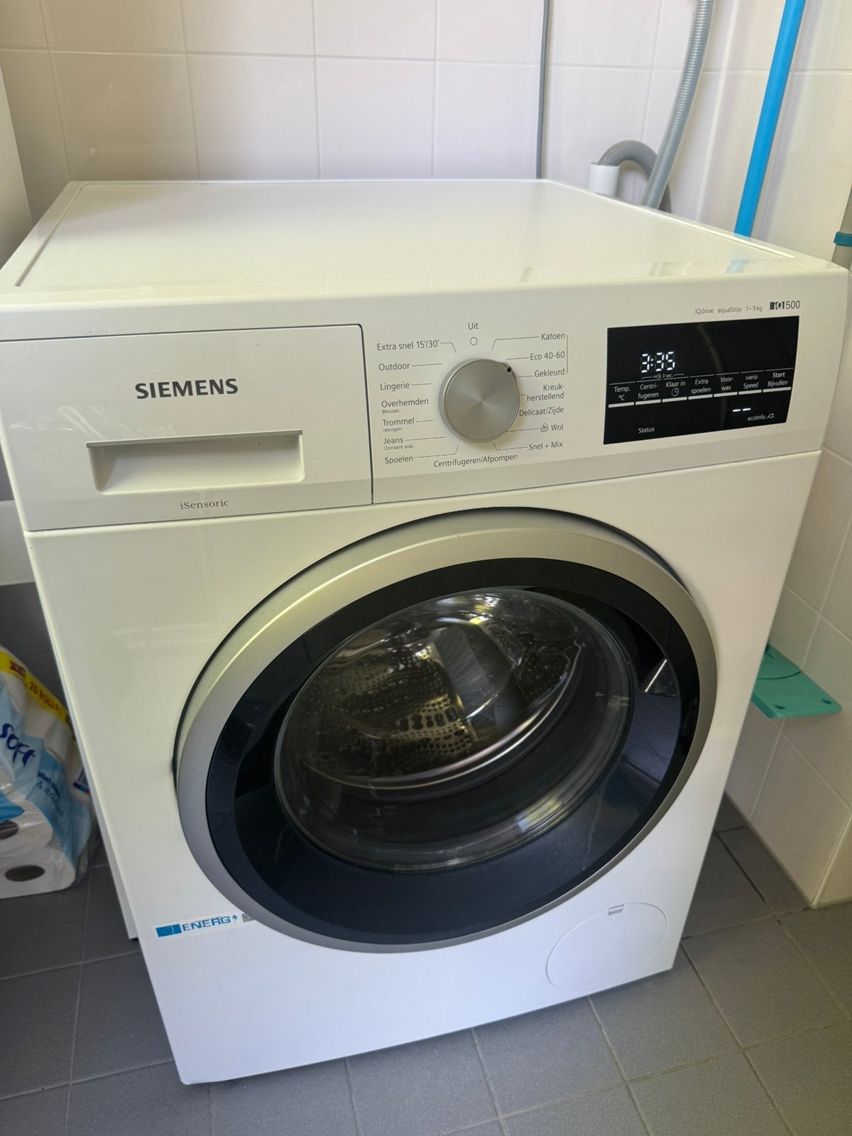 Siemens iQ500 Wasmachine - 9kg, Witgoed en Apparatuur, Wasmachines, Ophalen, 1200 tot 1600 toeren, Energieklasse A of zuiniger
