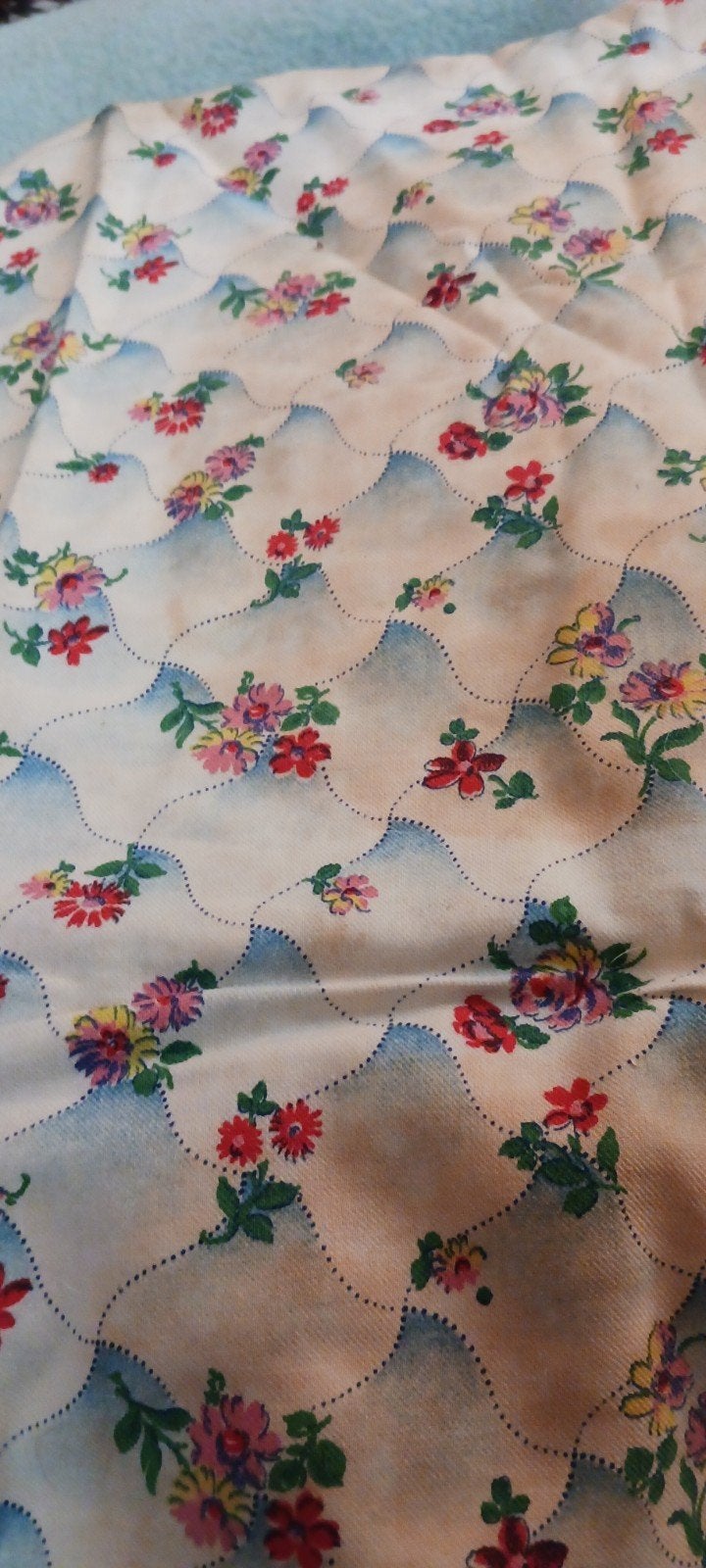 Vintage bloemenstof met ruitpatroon, Ophalen of Verzenden
