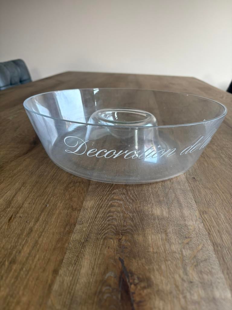 Riviera maison serveer/decoratie schaal, Ophalen, Zo goed als nieuw, Rond, Glas