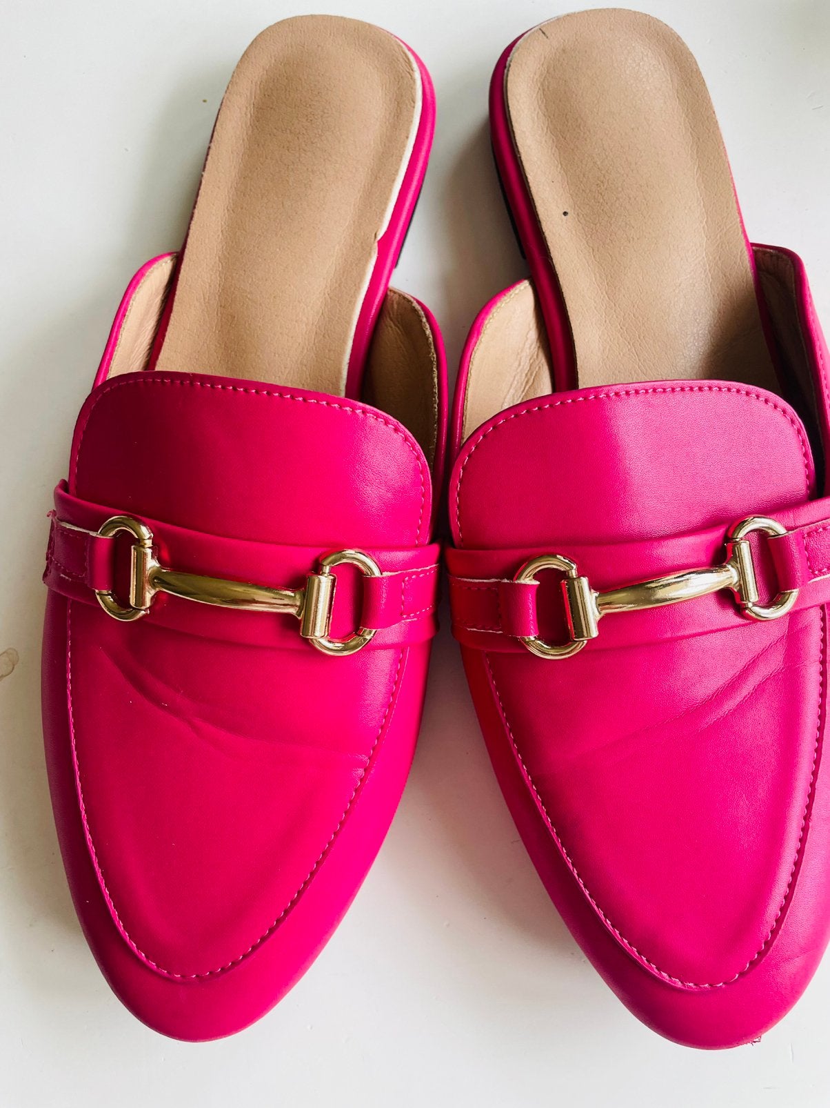 Te koop: leren muiltjes, fuchsia, 40, nieuwstaat, Ophalen of Verzenden, Zo goed als nieuw, Roze, Sandalen of Muiltjes