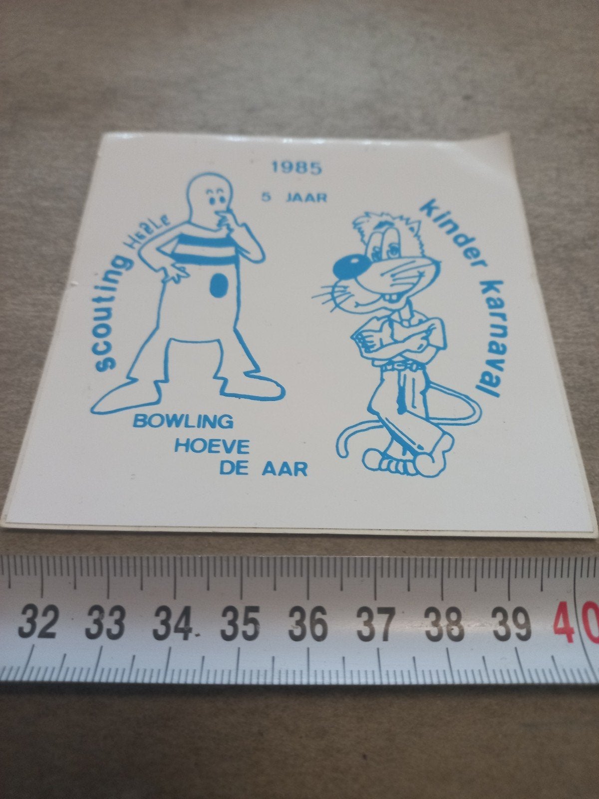 Vintage Sticker Kinder Karnaval Scouting Heule 1985, Ophalen of Verzenden, Gebruikt