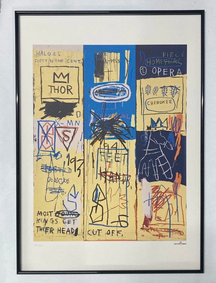 J-M BASQUIAT : XXL-lithografie. Wordt geleverd met lijst., Ophalen of Verzenden