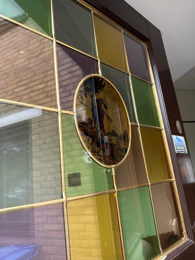Buitendeur met glas in lood, Ophalen, Gebruikt, 80 tot 100 cm, Buitendeur