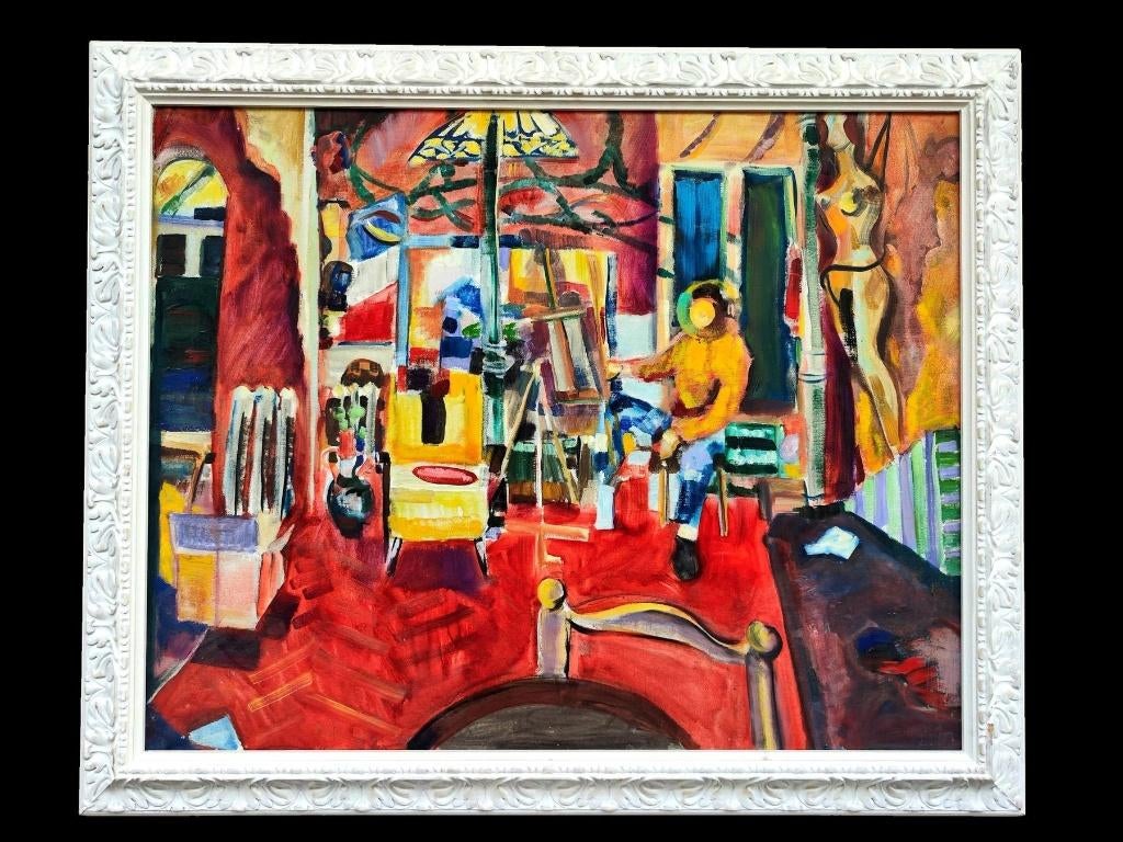 Kleurrijk expressionistisch schilderij - olieverf op doek, Antiek en Kunst, Kunst | Schilderijen | Modern, Ophalen