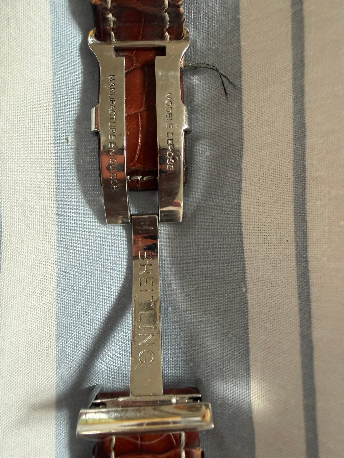 Breitling horlogebandje met vouwsluiting, Ophalen of Verzenden, Gebruikt, Leer, Breitling