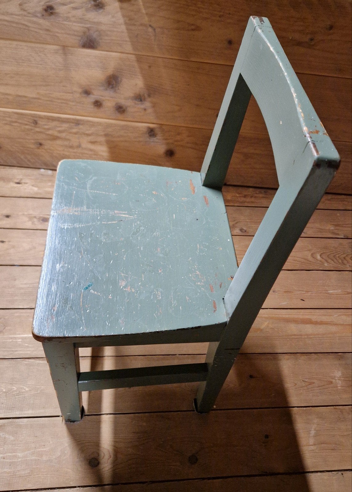 Vintage houten kinderstoel - groen, Ophalen