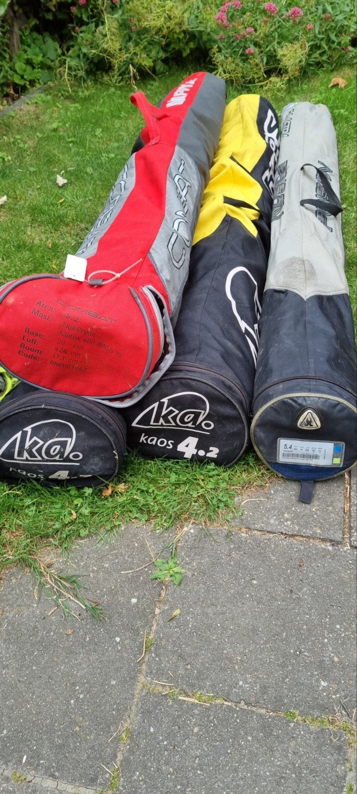 Windsurfzeilen set - Neil Pryde Combat, KA Kaos, Poison, Ophalen, 5 tot 6.5 m², Neilpryde, Zeil