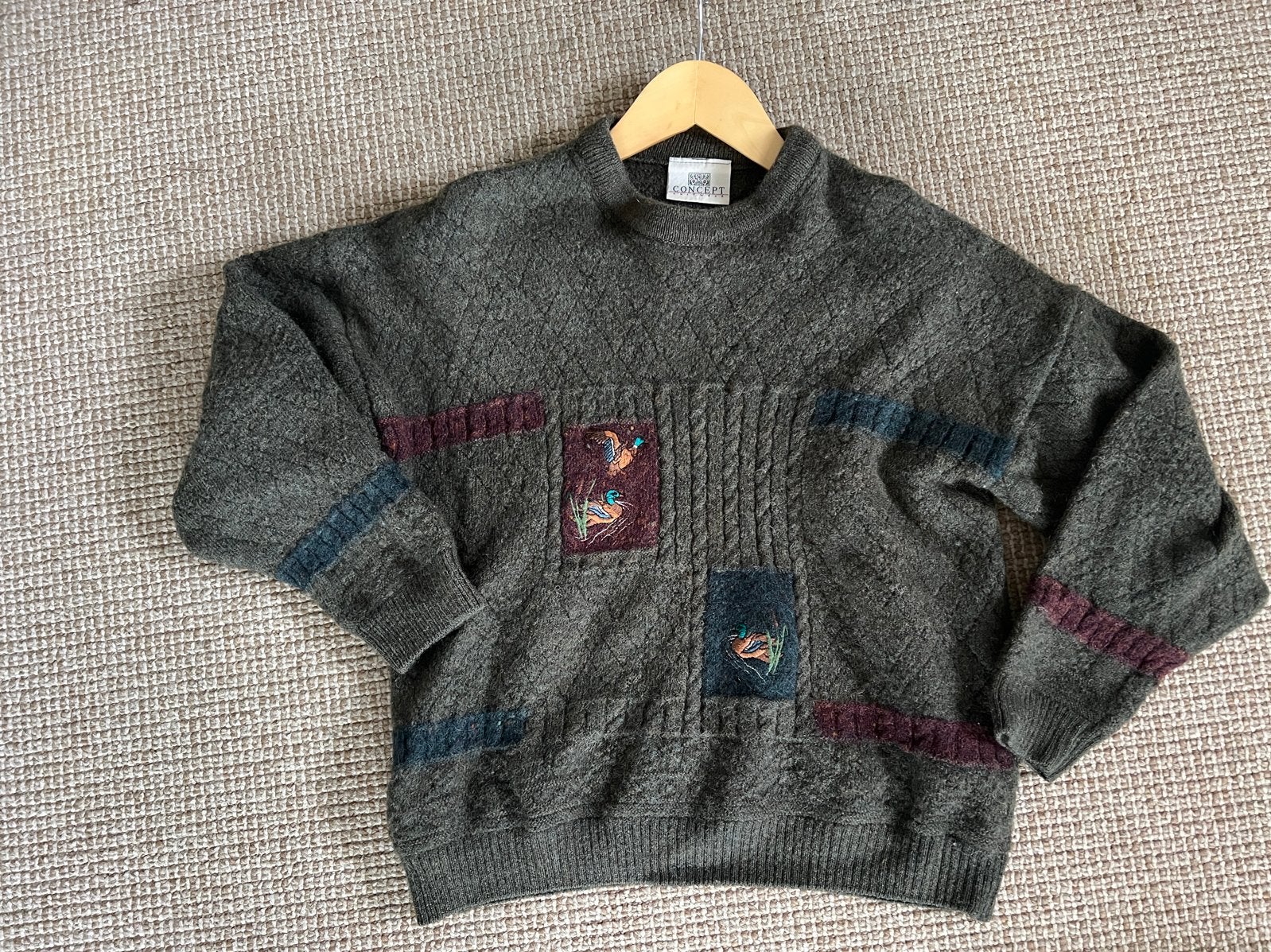 Nieuw Concept Knitwear 100% wollen trui met eenden XL, Kleding | Heren, Ophalen of Verzenden, Nieuw, Maat 56/58 (XL), Groen