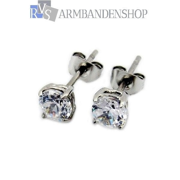 Moderne studs oorstekers RVS edelstaal oorbellen zirkonia, Overige materialen, Verzenden, Nieuw, Knopjes of Stekers