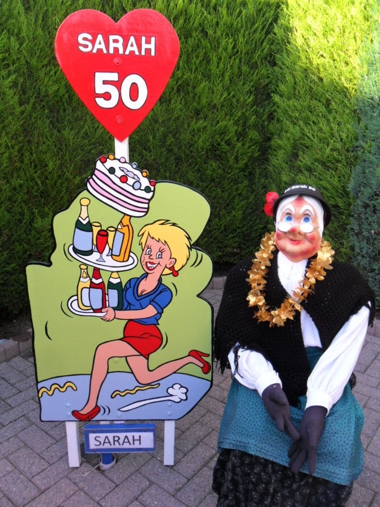 Verjaardag 50 Sarah uiterlijk naar keuze, set 3 deel, Ophalen, Zo goed als nieuw, Abraham of Sarah
