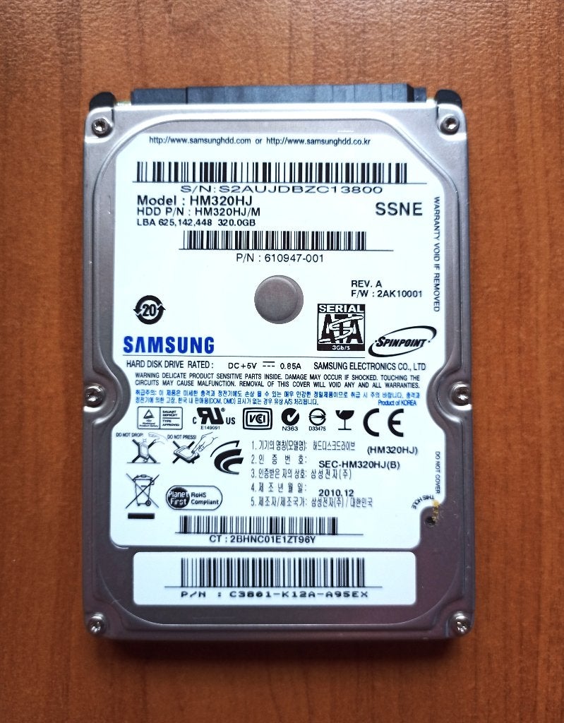 Harde Schijf Samsung 320GB 2.5" SATA HDD, Computers en Software, Harde schijven, Ophalen, Intern, Gebruikt, SATA