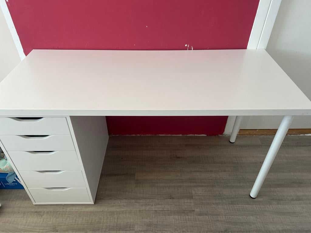 IKEA bureau met ladekast (Alex) – nette staat, Ophalen, Gebruikt, Met lades, Spaanplaat of MDF