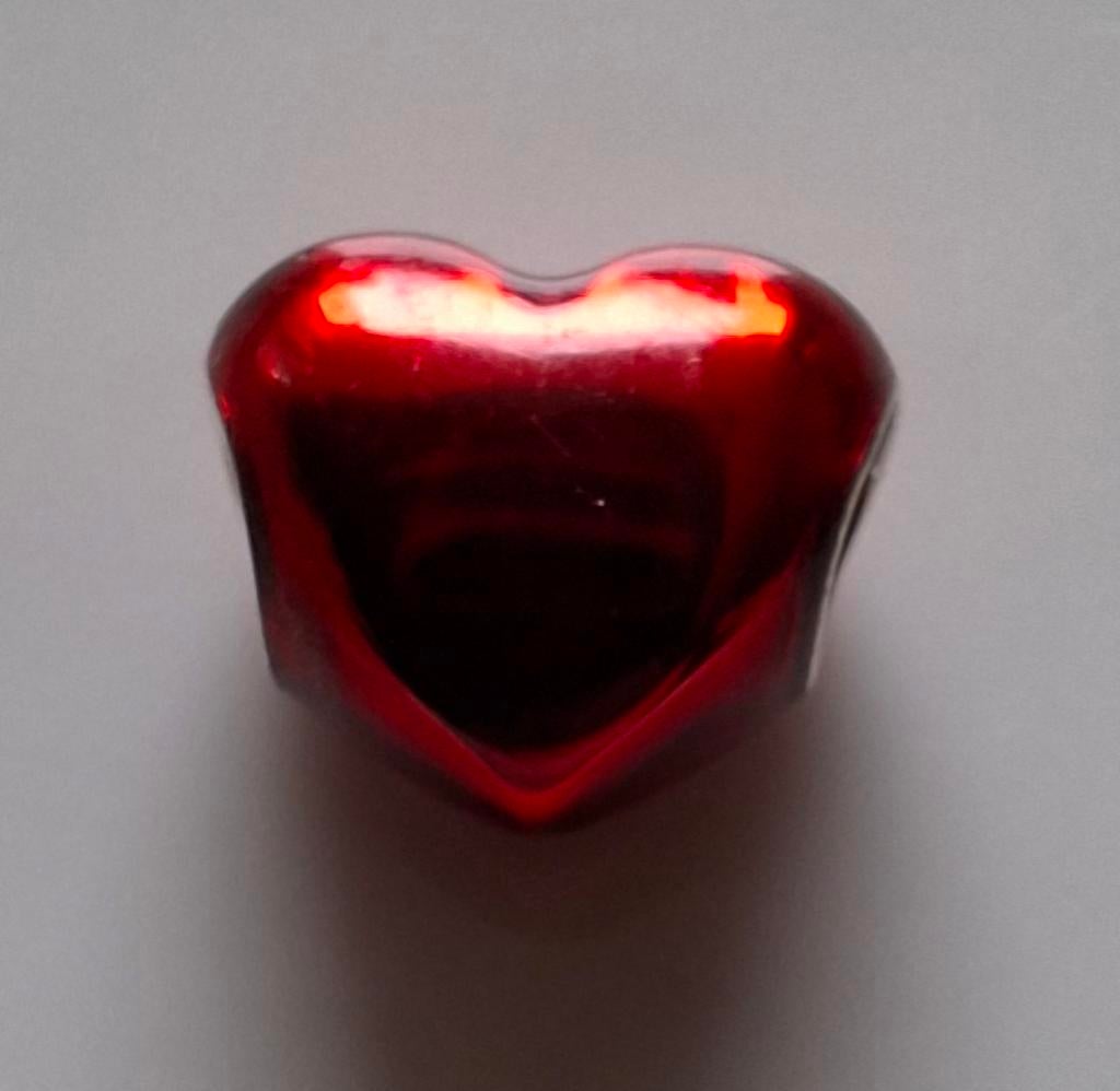 Pandora rood hart, Ophalen of Verzenden, Zo goed als nieuw, Zilver, Pandora