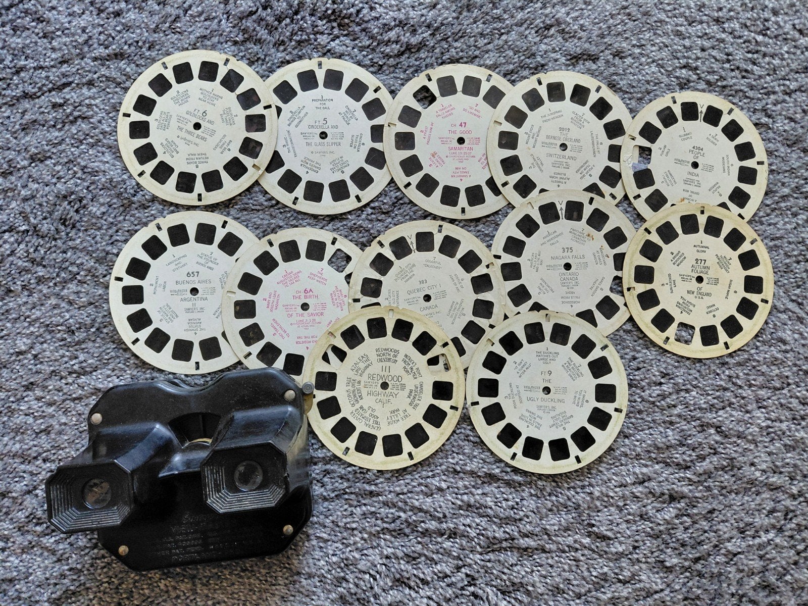 Vintage Bakelieten View-Master met 8 Schijfjes, Ophalen of Verzenden, Gebruikt