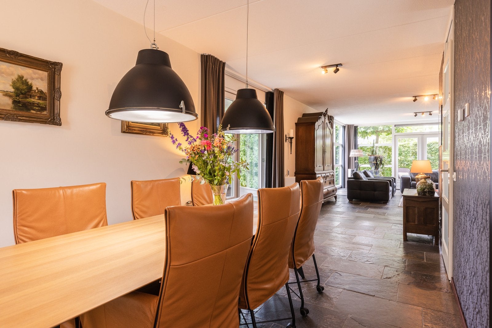 2x moderne zwarte hanglamp 'Anteros', Ophalen, Zo goed als nieuw, Glas, Industrieel / modern
