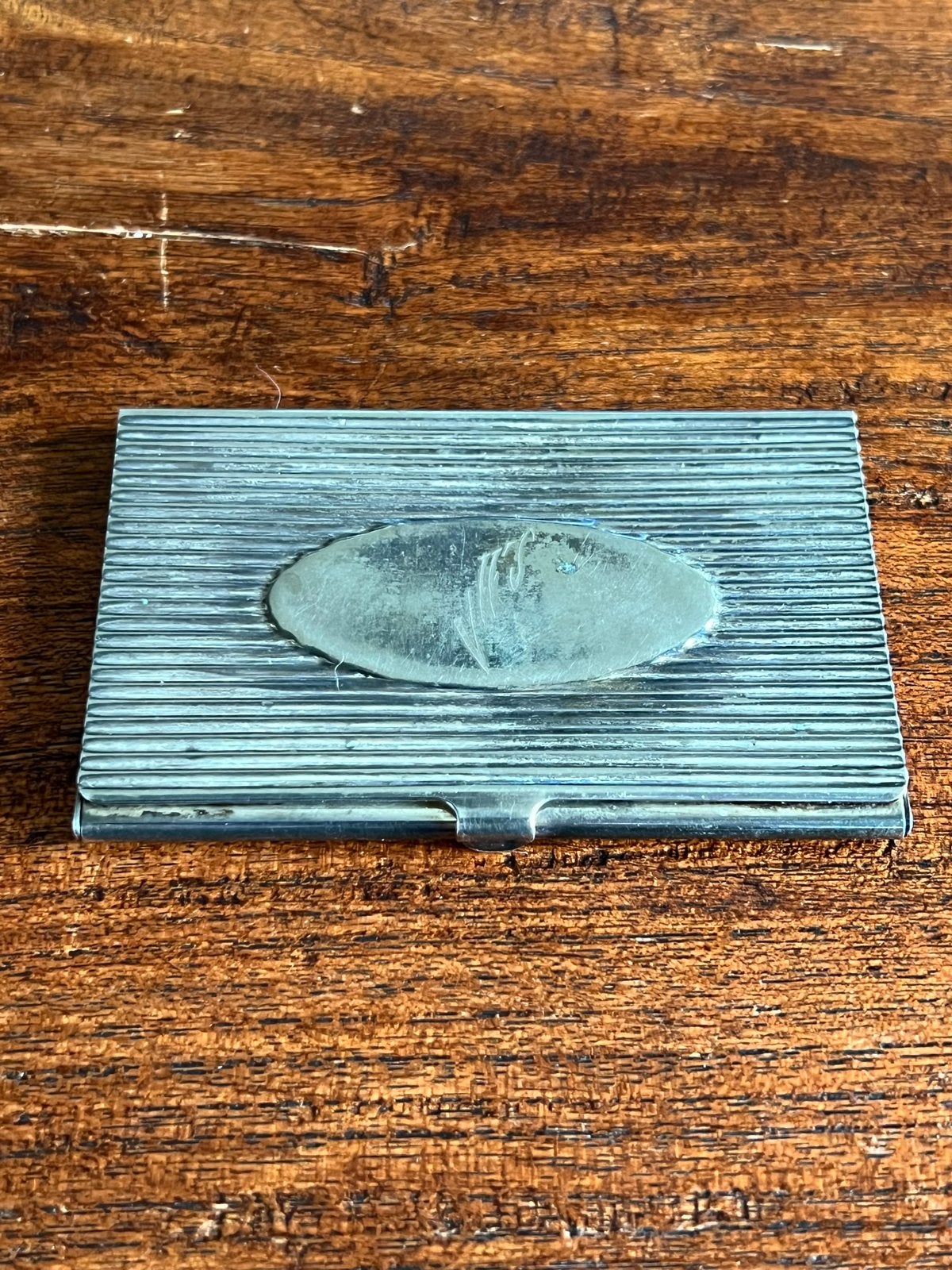 Vintage Zilveren Kaarthouder met Initialen, Antiek en Kunst, Ophalen of Verzenden, Zilver